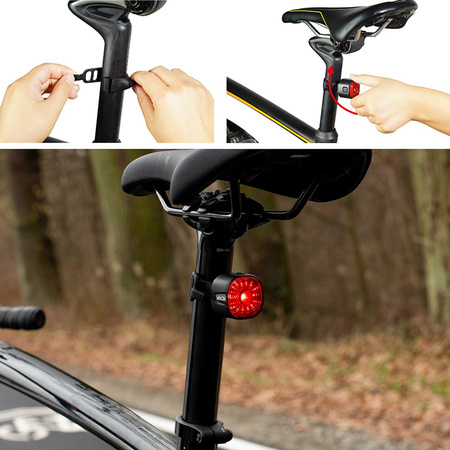 Lampka Latarka Rowerowa Tylna Czerwona USB-C 6 Trybów IP66 MOCNA VAYOX