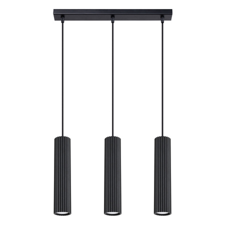 Lampa Wisząca Sufitowa Zwis Tuba Spot 3x GU10 Czarna Karbon Deep Space SL.1575 Sollux