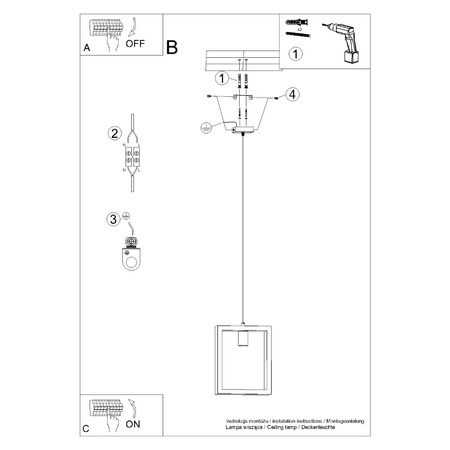 Lampa Sufitowa Wisząca Zwis E27 Żyrandol Kwadratowa Brązowa Skandynawska Aries Sollux