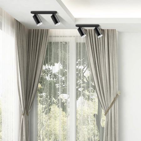 Oprawa Ścienno-Sufitowa Reflektor Punktowy 2x GU10 Czarna IP44 TURYN Sanico Goldlux