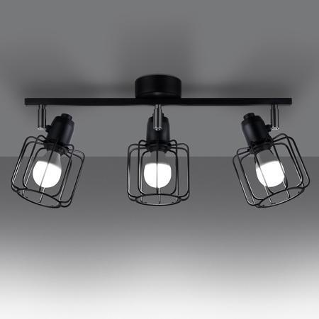 Lampa Sufitowa Wisząca 3x E14 Listwa Żyrandol Geometryczna Geometryczna Czarna Nowoczesna Beluci Sollux