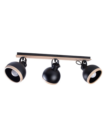 Lampa Sufitowa OVAL Czarna 3xE27 Listwa Milagro