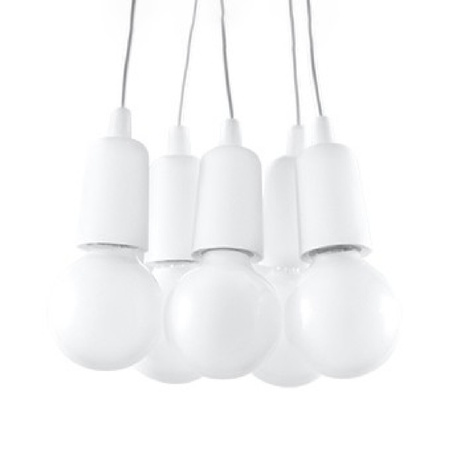 Lampa Sufitowa Wisząca Zwis 5x E27 Nieregularna Biała Nowoczesna Diego Sollux