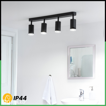 Lampa Sufitowa Reflektor LED Spot 4x GU10 IP44 ADERO Czarna Lumiled