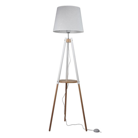 Lampa Podłogowa Stojąca VAIO WHITE Abażur Biała Drewniana Skandynawska E27 698 TK Lighting