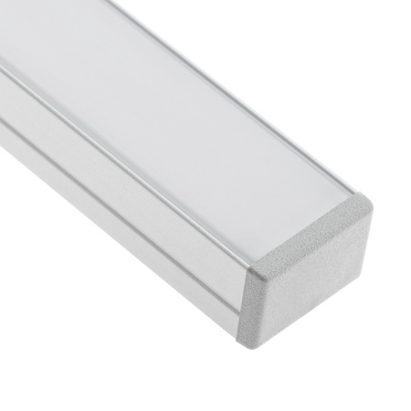 Profil Aluminiowy Anodowany do LED KM33 Srebrny Natynkowy 1m + Przesłona mleczna + Zaślepki