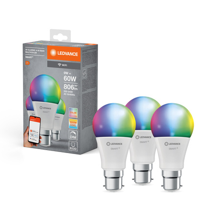 Żarówka LED B22 9W = 60W 806lm RGBW CCT Ściemnialna SMART+ WiFi Classic Ledvance