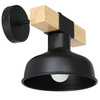 Lampa Ścienna Kinkiet FARO Czarna Drewno Naturalne 1xE27 60W Milagro