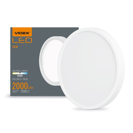 Panel LED Oprawa Natynkowa Plafon 24W 2500lm 4000K Neutralna Biała Videx