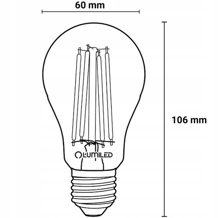 Żarówka LED E27 A60 7W = 60W 810lm 4000K Neutralna 360° FILAMENT LUMILED