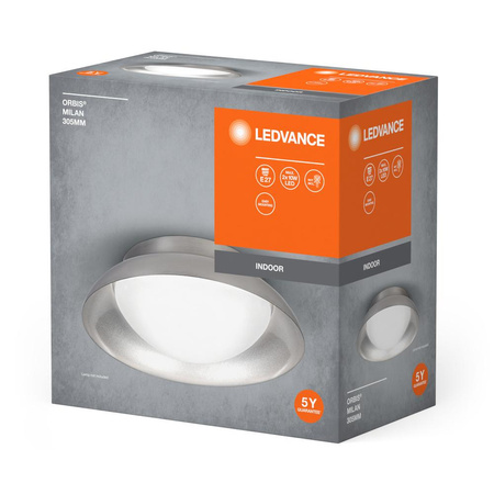 Plafon Lampa Sufitowa Natynkowa E27 Nikiel 30cm Orbis Ledvance