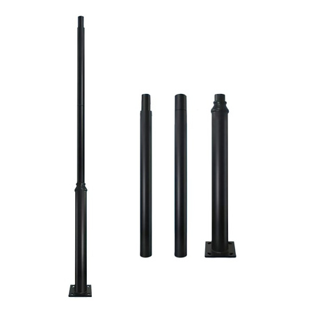 Słup Maszt Oświetleniowy Składany do Lamp Ulicznych Latarni z Oknem Rewizyjnym 3m fi60 Czarny KOBI