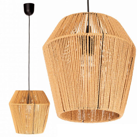 Lampa Wisząca BOHO Strunowa Pleciona SZNUR Naturalna do LED E27