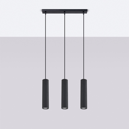Lampa Wisząca Sufitowa Zwis Tuba Spot 3x GU10 Czarna Karbon Deep Space SL.1575 Sollux