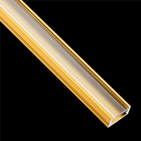 Profil Aluminiowy natynkowy MINI do taśm LED nawierzchniowy, nakładany 1m Złoty + Przezroczysty Klosz