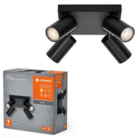 Lampa Sufitowa LED Kwadrat Reflektor 4-Punktowy Ściemnialna 13.6W GU10 Czarna LEDVANCE