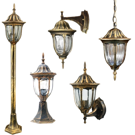LAMPA OGRODOWA wisząca FLORENCJA 1xE27 IP43 GOLDLUX (Polux) PATYNA
