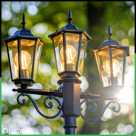 Lampa Ogrodowa Zewnętrzna 3xE27 SŁUPEK LATARNIA 2m Czarna BELLIS LUMILED