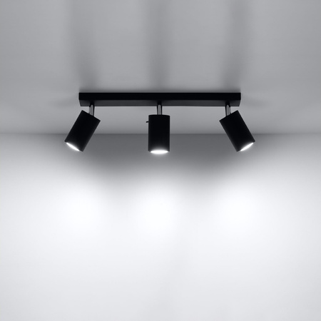 Lampa Sufitowa Oprawa Natynkowa SPOT TUBA Reflektor 3x GU10 Tubularna Czarna Nowoczesna Ring Sollux