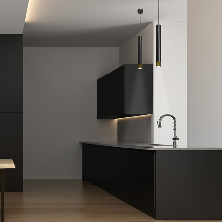 Lampa wisząca DANI 1xGU10 Wąski Klosz Czarna Złota MLP6239 Milagro Metal