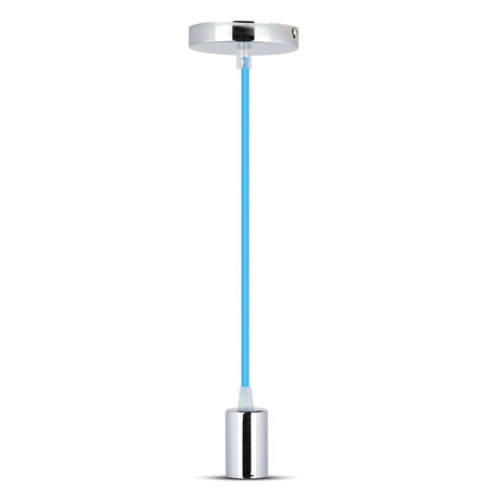 Lampa Wisząca Oprawa E27 Chromowy klosz z niebieskim kablem Zwis VT-7338 V-TAC