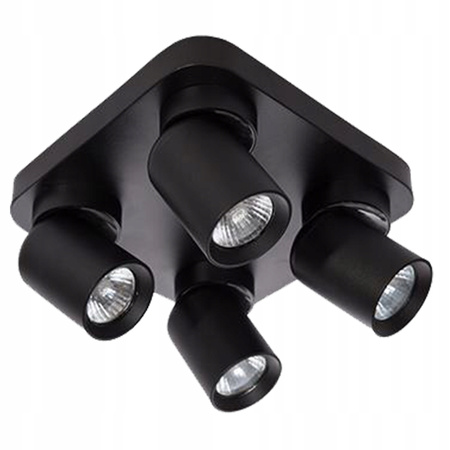 Lampa Sufitowa Ścienna TIMO Kinkiet Reflektor Oprawa Halogenowa Ruchoma 4xGU10 Czarny Kwadratowy LVT