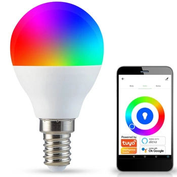 Żarówka LED E14 G45 5,5W 470lm 2700K-6500K RGB 150° GOLDLUX (Polux) Smart WiFi TUYA