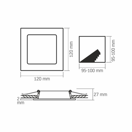 Panel LED Oprawa Podtynkowa Wpuszczana 6W 620lm 4000K Neutralna Biała Videx