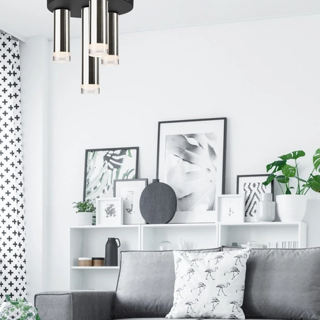 Lampa Sufitowa DIEGO 4xE27 Czarna Chrom LM-4.124/B Lamkur