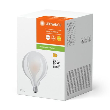 Żarówka LED G95 E27 6.5W = 60W 806lm 2700K Ciepła Biała FILAMENT LEDVANCE