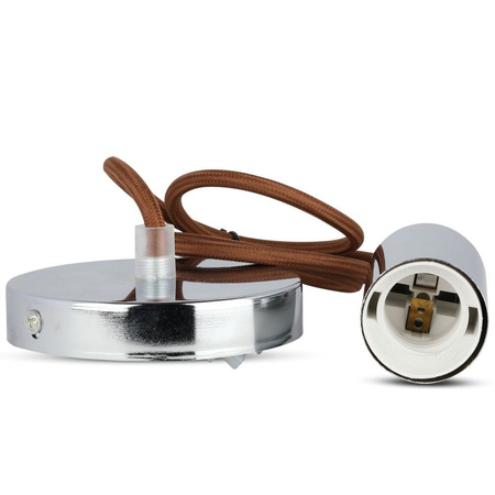 Lampa Wisząca Oprawa E27 Chromowy klosz z brązowym kablem VT-7338 V-TAC