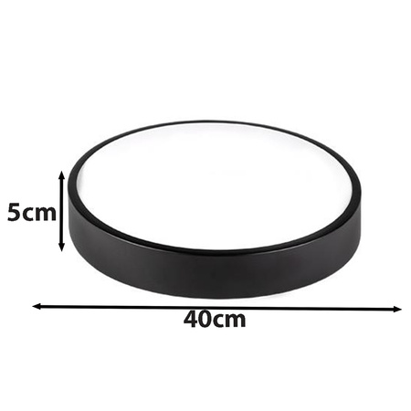 Plafon LED Lampa Sufitowa Ścienna Oprawa Okrągła 3300 lm 40W 4000K IP22 Czarna