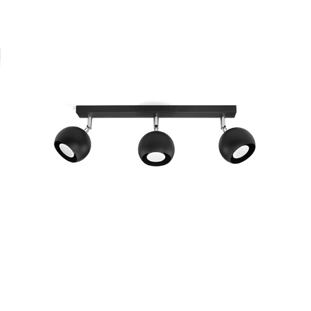 Lampa Sufitowa Oprawa Natynkowa Reflektor 3x GU10 Ruchoma Minimalistyczna Kulista Czarna Nowoczesna Oculare Sollux