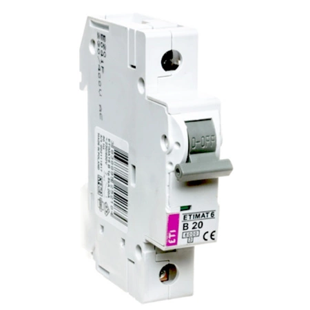 Wyłącznik Nadprądowy  Ogranicznik Mocy 6 1p B20 20A Zabezpieczenie Przeciążeniowe ETIMAT
