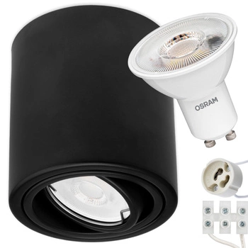 Oprawa Natynkowa HALOGENOWA Metalowa Czarna SPOT TUBA 10cm + LED 5W 4000K OSRAM