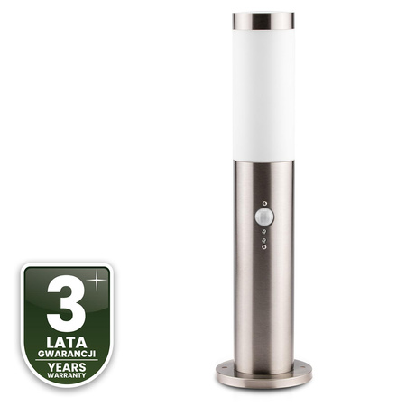 Lampa Ogrodowa Zewnętrzna E27 INOX SŁUPEK 45cm z Czujnikiem Ruchu Lilium LUMILED