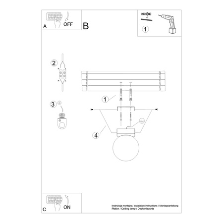 Lampa Sufitowa Plafon G9 Kula Kulista Czarna Nowoczesna Yoli Sollux