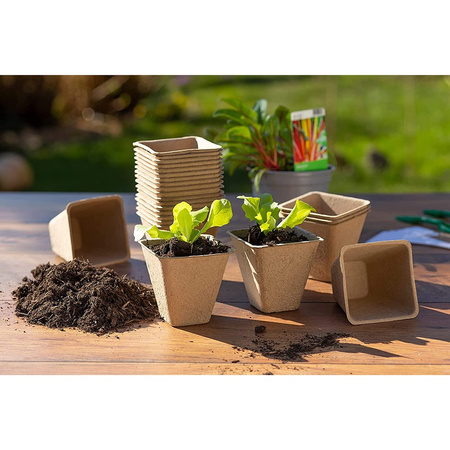 Zestaw 10x Paletka Torfowa 3x4 15,5 x 11,5 cm do Rozsady Wysiewu Pikowania Na Sadzonki Biodegradowalne Kwadrat