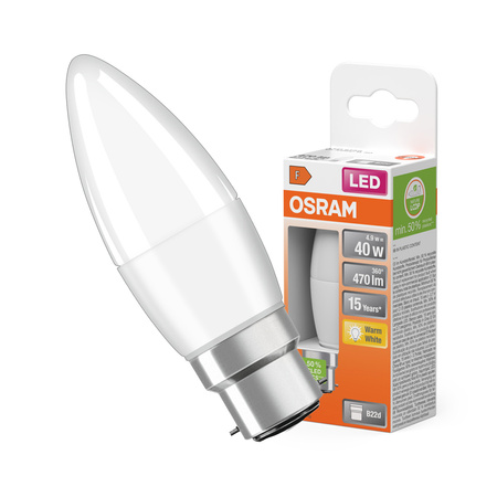Żarówka LED B37 Świeczka B22d 4.9W = 40W 470lm 2700K Ciepła 200° STAR CLASSIC Osram