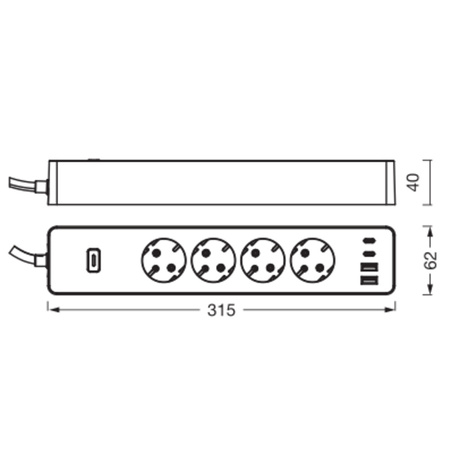 Przedłużacz Inteligentny Listwa Zasilająca EU 3680W z Wyłącznikiem On/Off Osram SMART+ WiFi Matter