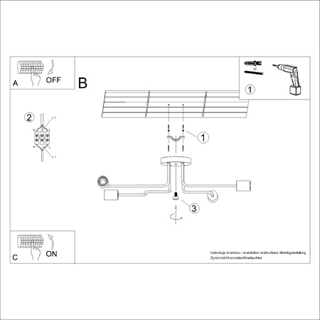 Lampa Sufitowa Żyrandol 4x E27 Naturalne Drewno Biała Timbo Peach Puff SL.1665 Sollux