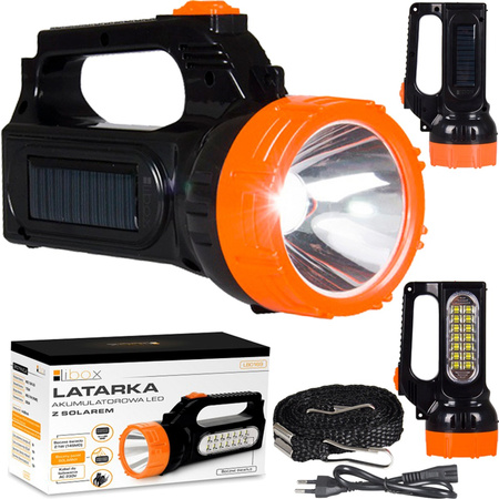 Latarka Szperacz Akumulatorowa Warsztatowa Solarna LED 1,5W 150LM przód / 2,1W 500LM boczne LB0169 LIBOX