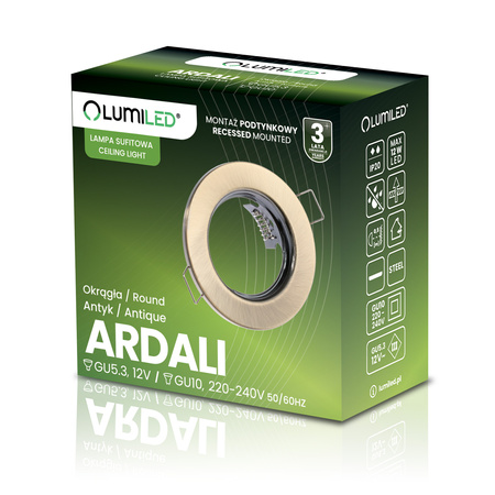 Oprawa Halogenowa Podtynkowa Okrągła Antyk GU10 MR16 ARDALI LUMILED