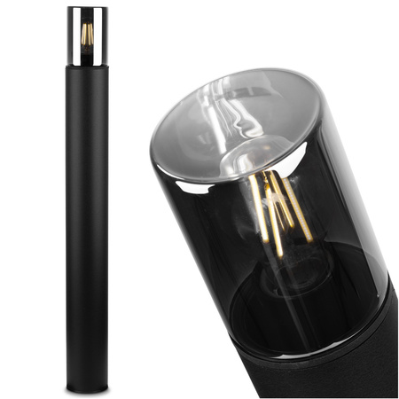 Lampa Ogrodowa Stojąca Zewnętrzna Słupek NA ŻARÓWKE E27 Czarna SZKŁO IP54 80 cm SALVIA LUMILED