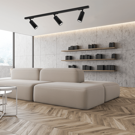 Zestaw Szyna Oświetleniowa Szynoprzewód 1,5m + 3x Reflektor Szynowy GU10 Czarny Mica Milagro