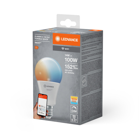 Żarówka LED E27 A100 14W 1521lm SMART+ WiFi CCT Ściemnialna Classic LEDVANCE