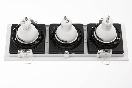 Oprawa HALOGENOWA GEMINUS Podtynkowa Ruchoma KWADRAT Biała 3x GU10