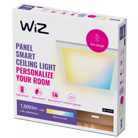 Panel LED Natynkowy 30x30 Lampa Sufitowa 12W CCT TW Biały SMART WiFi WiZ