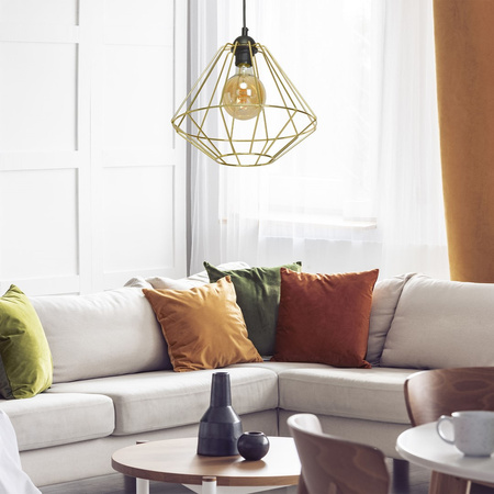 Lampa wisząca LUPO 1xE27 Geometryczny Kształt Loft Czarna Złota MLP6270 Milagro Metal