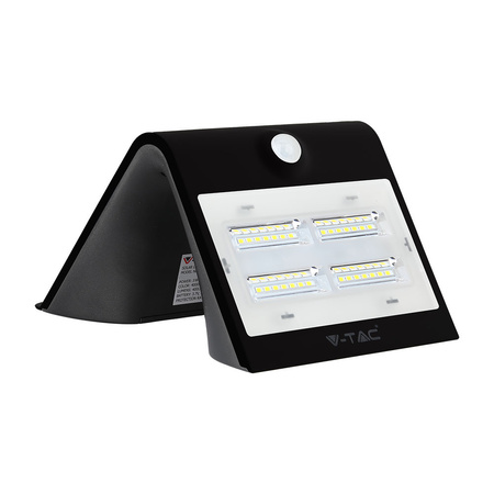 Lampa LED 3W Solarna Ścienna 4000K+3000K Z czujnikiem ruchu Czarny VT-768 V-TAC